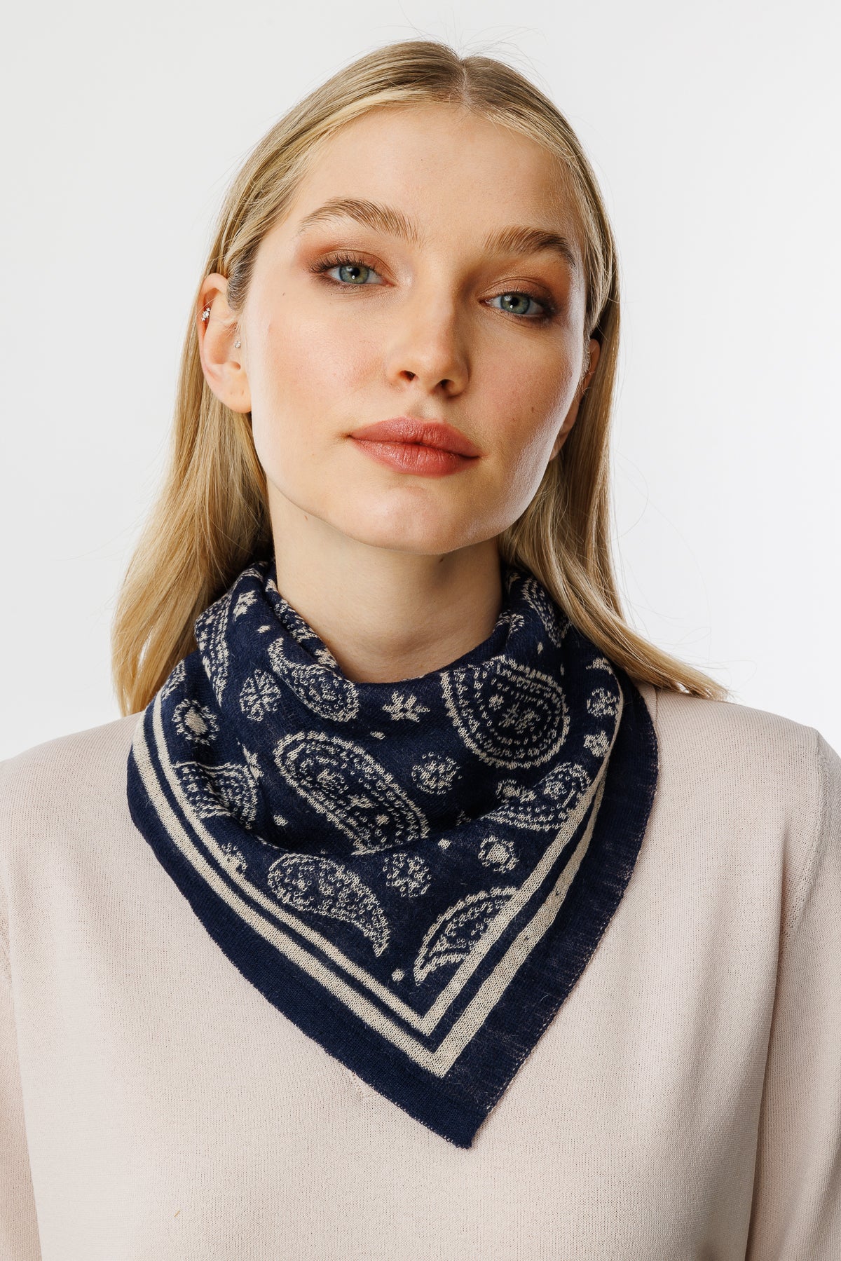 PATARA SQUARE FOULARD NAVY-BEIGE