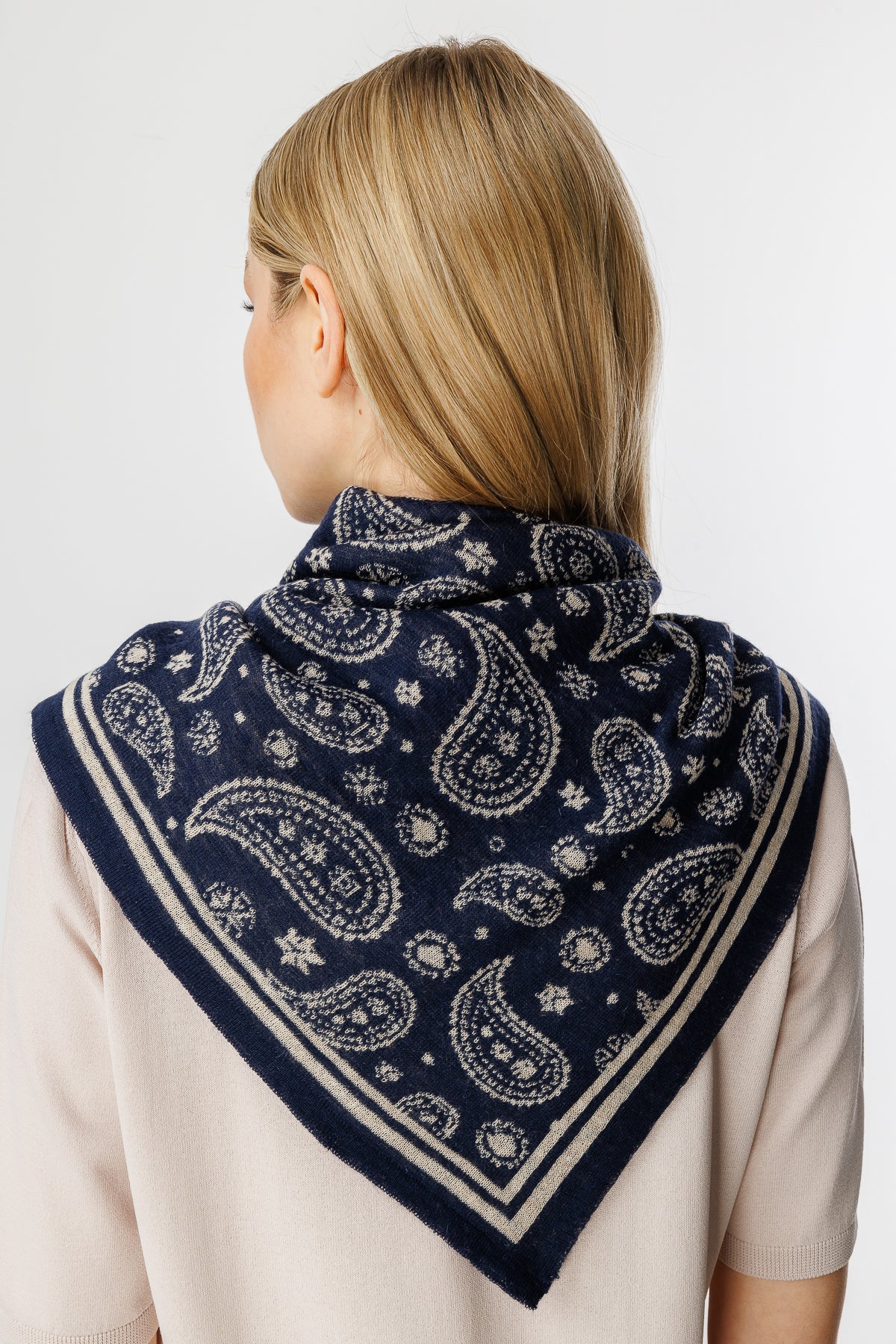 PATARA SQUARE FOULARD NAVY-BEIGE