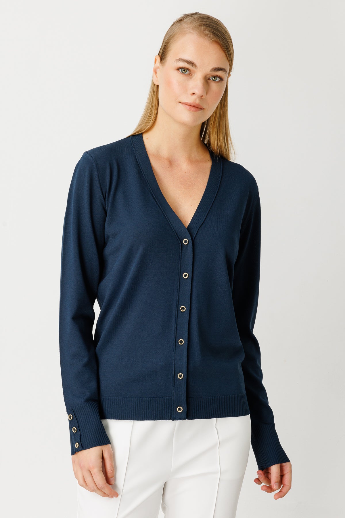 BASIC V-NECK CARDIGAN NAVY