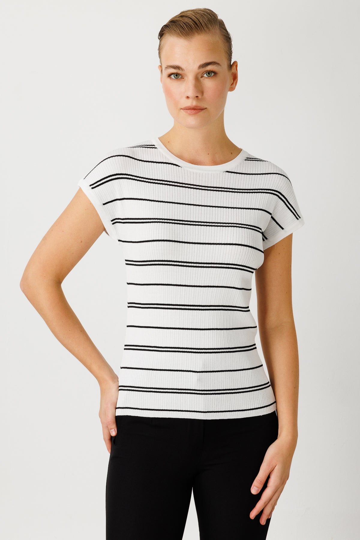 BASIC STRIPE BLOUSE ECRU