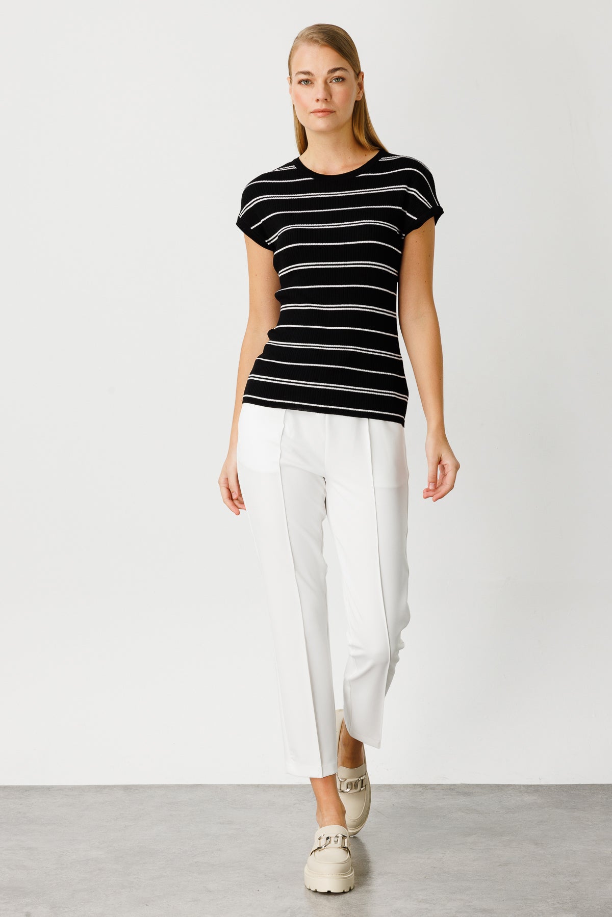 BASIC STRIPE BLOUSE BLACK