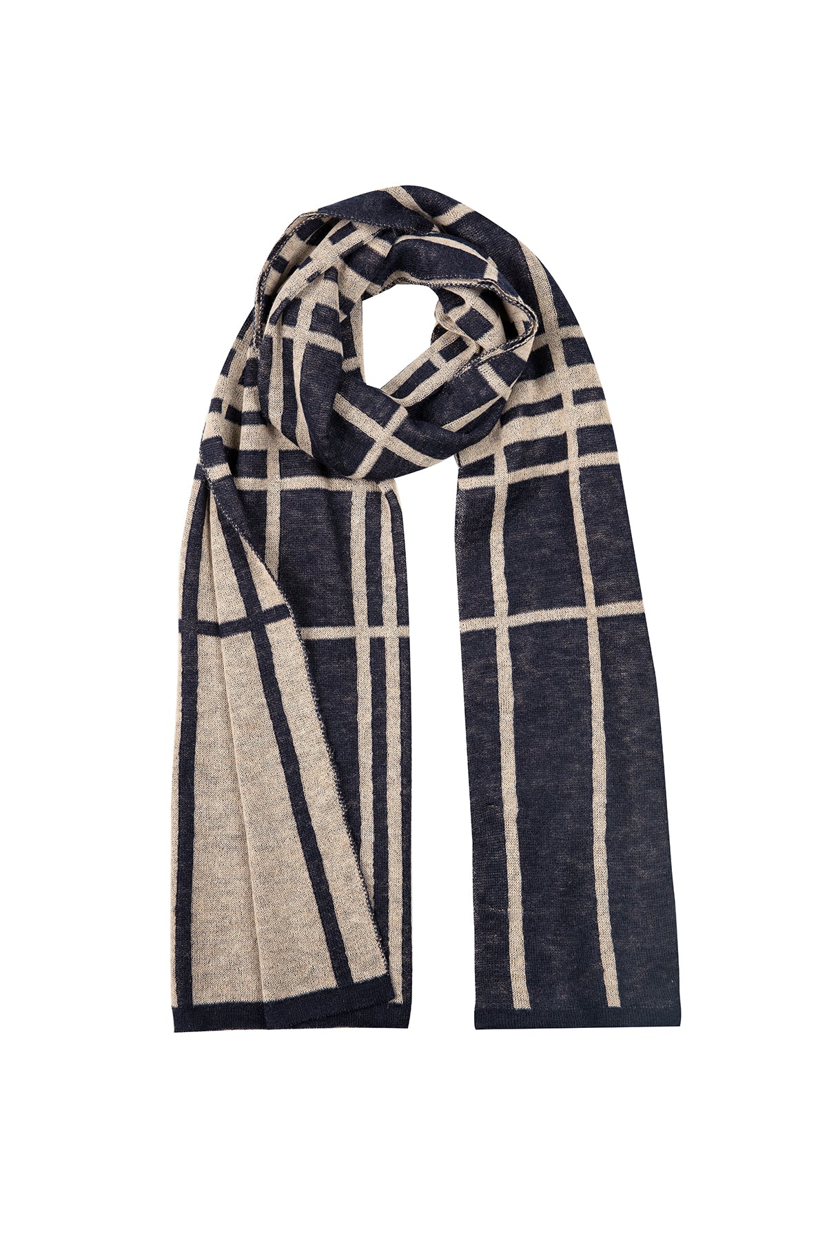 GALATIA SCARF NAVY-BEIGE