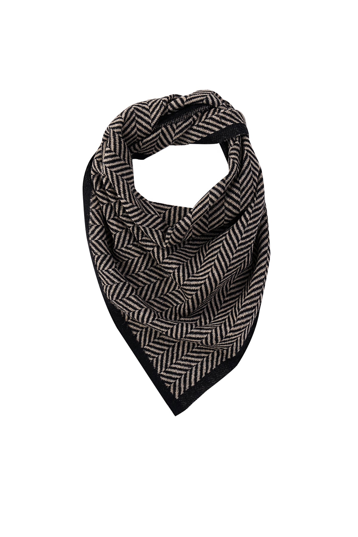 LYCIA SQUARE FOULARD BLACK-BEIGE