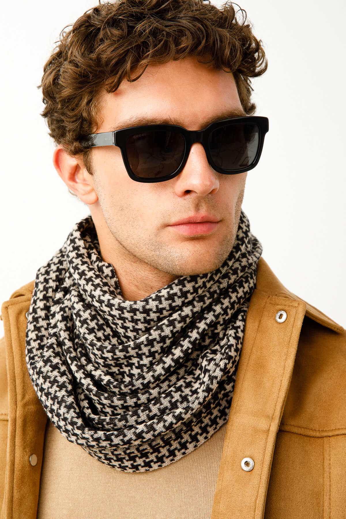 MEN GORDION SCARF BLACK-BEIGE